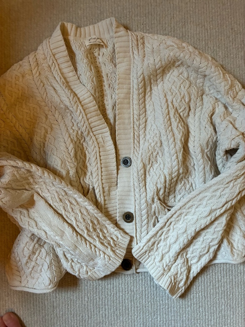 Free people washed ashore Cable Knit Button-Up Cardigan Sweater Medium